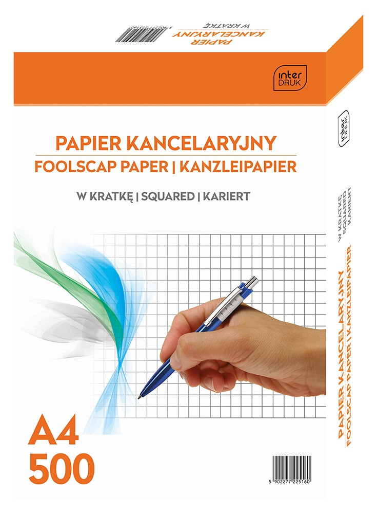 Papier kancelaryjny w kratkę A4, 500 kartek, Interdruk